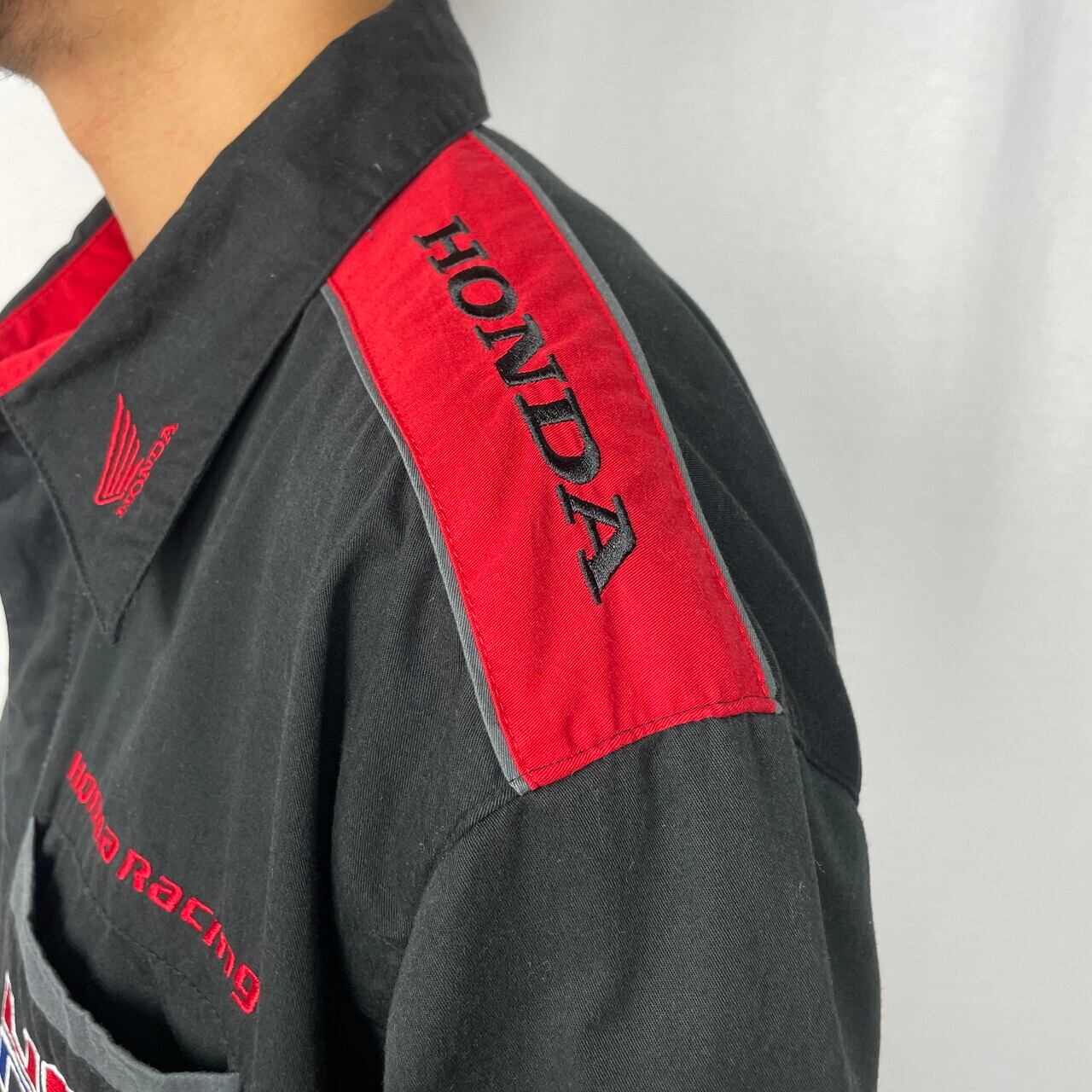 HONDA ホンダ レーシング ワッペン 刺繍 半袖 シャツ メンズ2XL 古着