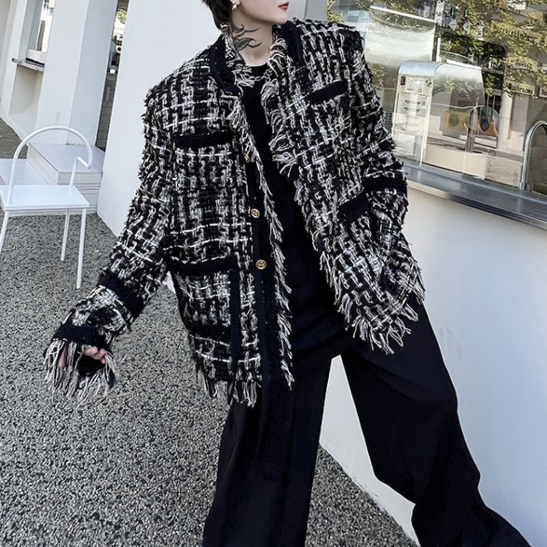 レトロ フリンジツイードジャケット D10550 | 韓国メンズファッション