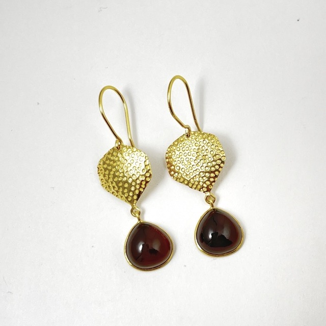 Gold Coating　スモーキークオーツ フックピアス