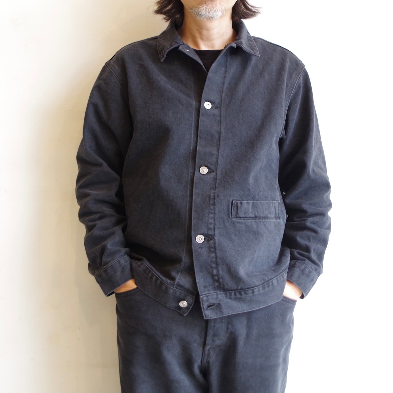 HATSKI Denim07 Box Pocket Denim Jacket Fade Black