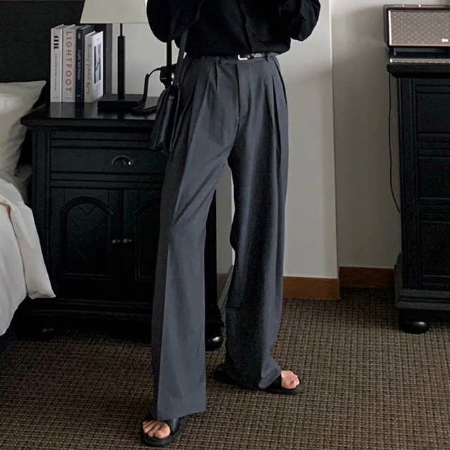 ツータックワイドスラックス　グレー　LB1476