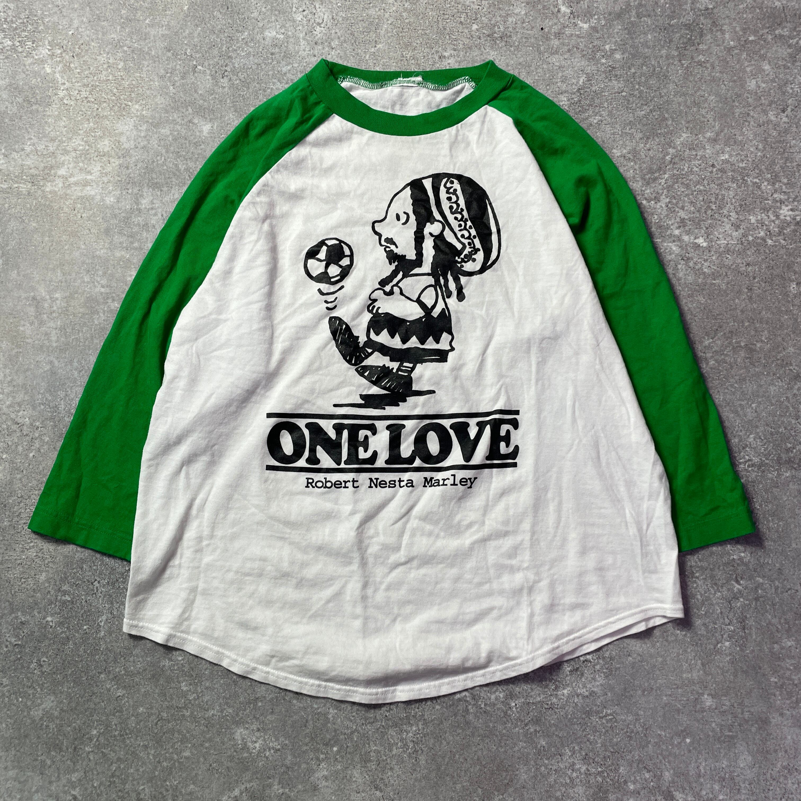 00s y2k ボブ・マーリー ジャマイカ レゲエ ラグラン 7分袖 緑 白