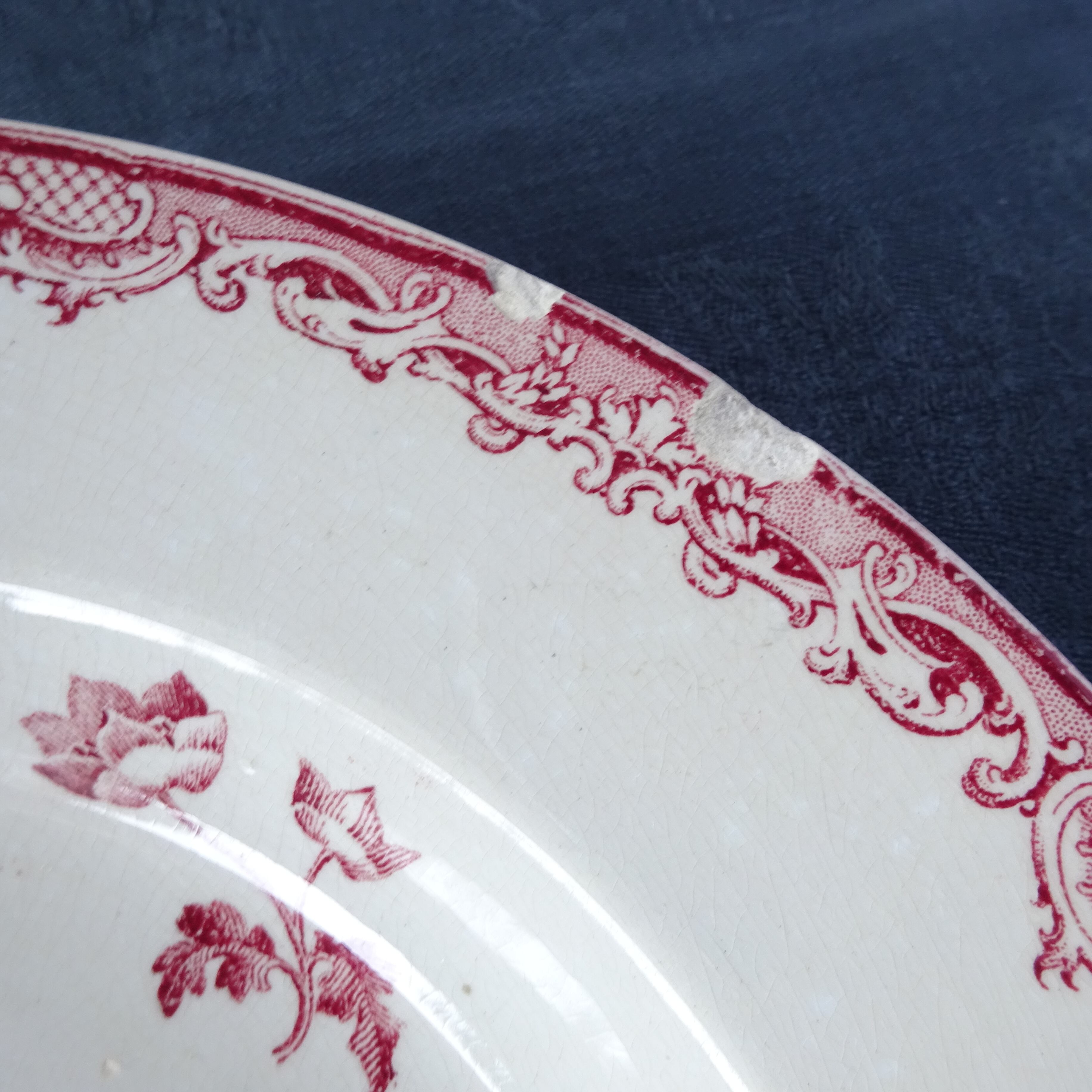 【金継ぎ用】Sarreguemines＊modèle《FONTANGES》assiette creuse pour Kintsugi (F)