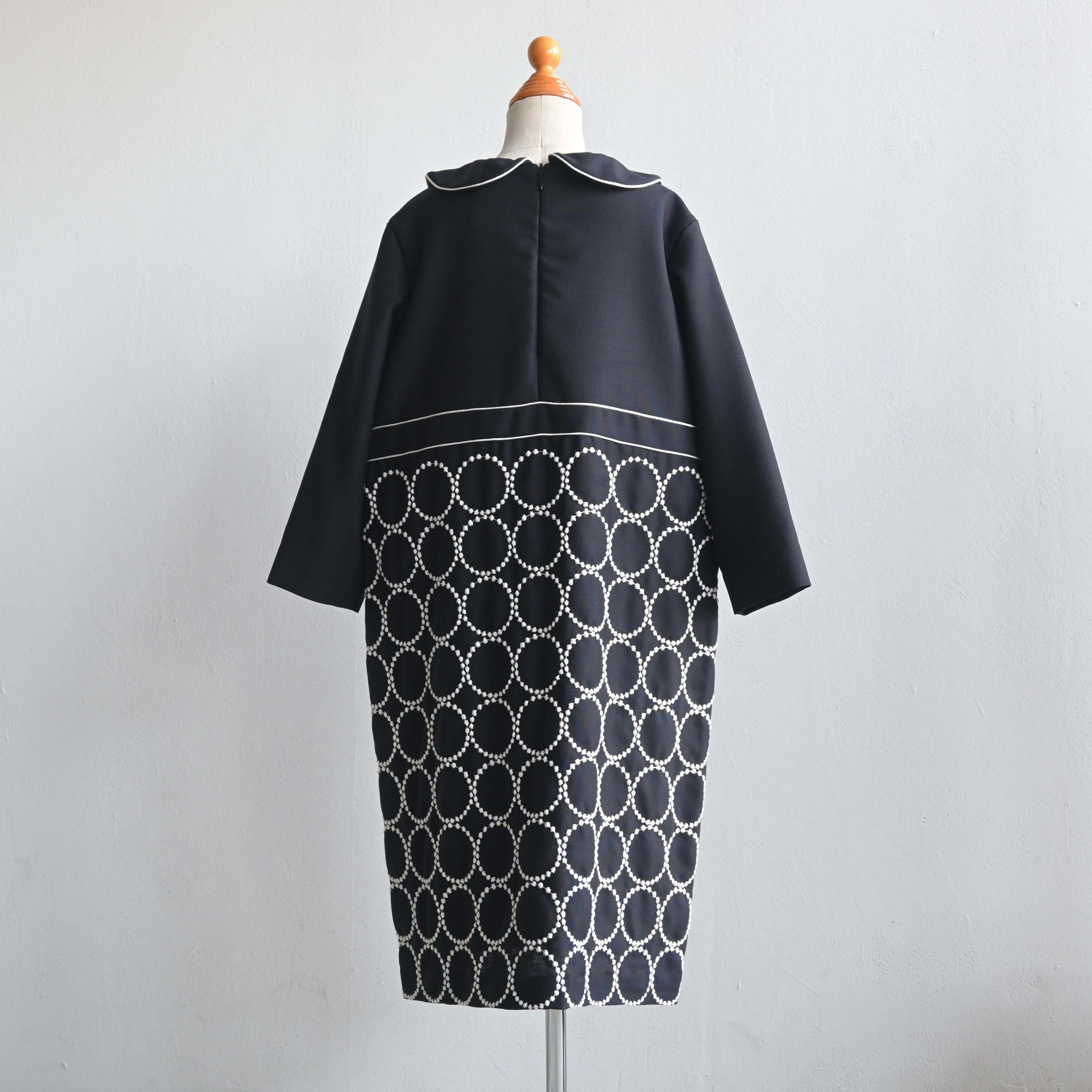mina perhonen 2024SS》tambourine ワンピース / navy × white / 120cm 