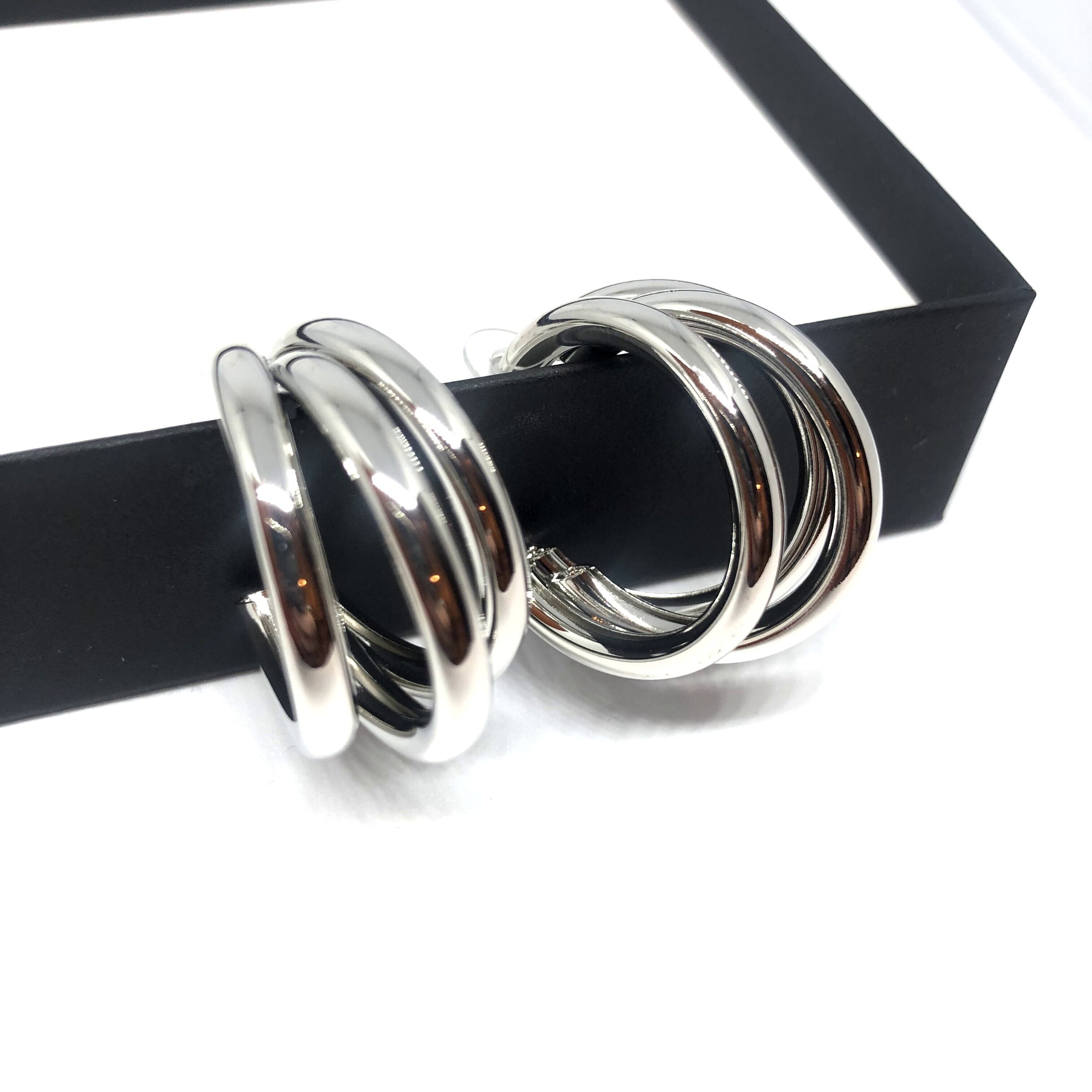 三連フープピアス　シルバー