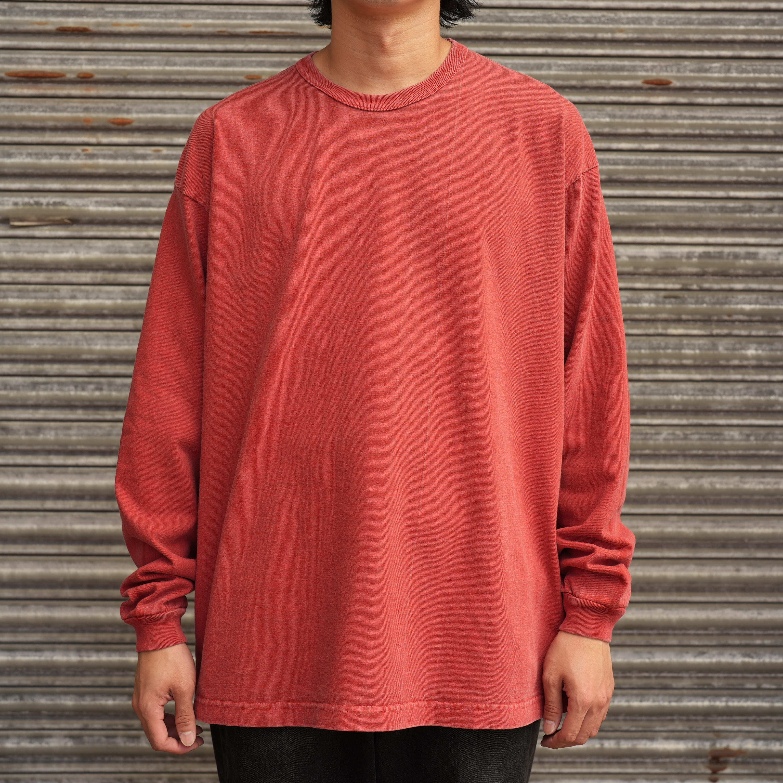 FOUNDOUR (ファウンダ) 26AW "COTTON BD FADE LONG SLEEVE TEE" -RED-