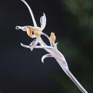 蘭の花のかんざし - 華麗な蘭の優美を楽しむヘアアクセサリーK121