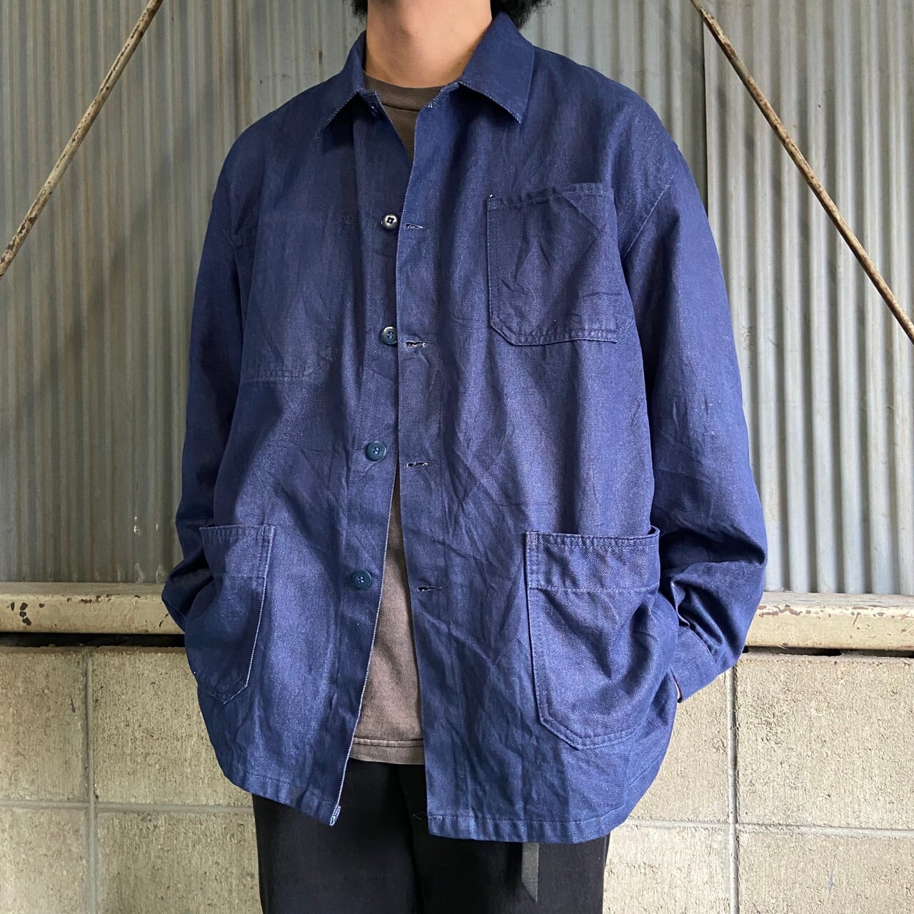 古 M相当 French HBT Chore Work Jacket 50s