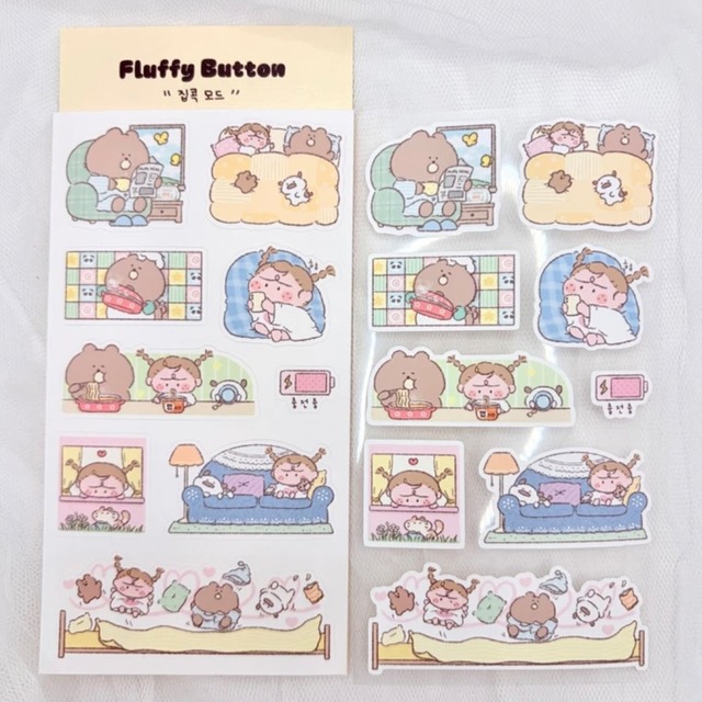 fluffy button〔sticker -집콕모드-〕