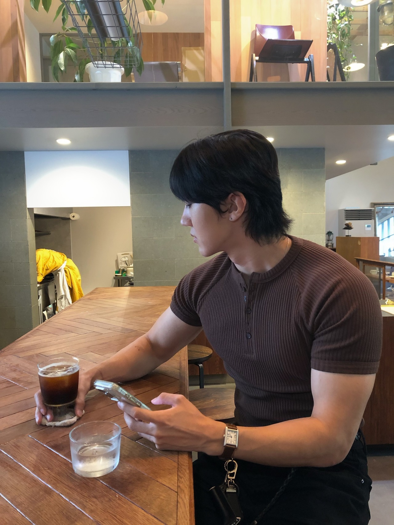 【MuscleFit】Ribbed Raglan Henley Neck Tee (5color) - 6