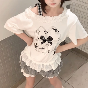 ゆめかわ♡ブラックキャットオフショルトップス tops18 ゆめかわ♡ブラックキャットオフショルトップス tops18