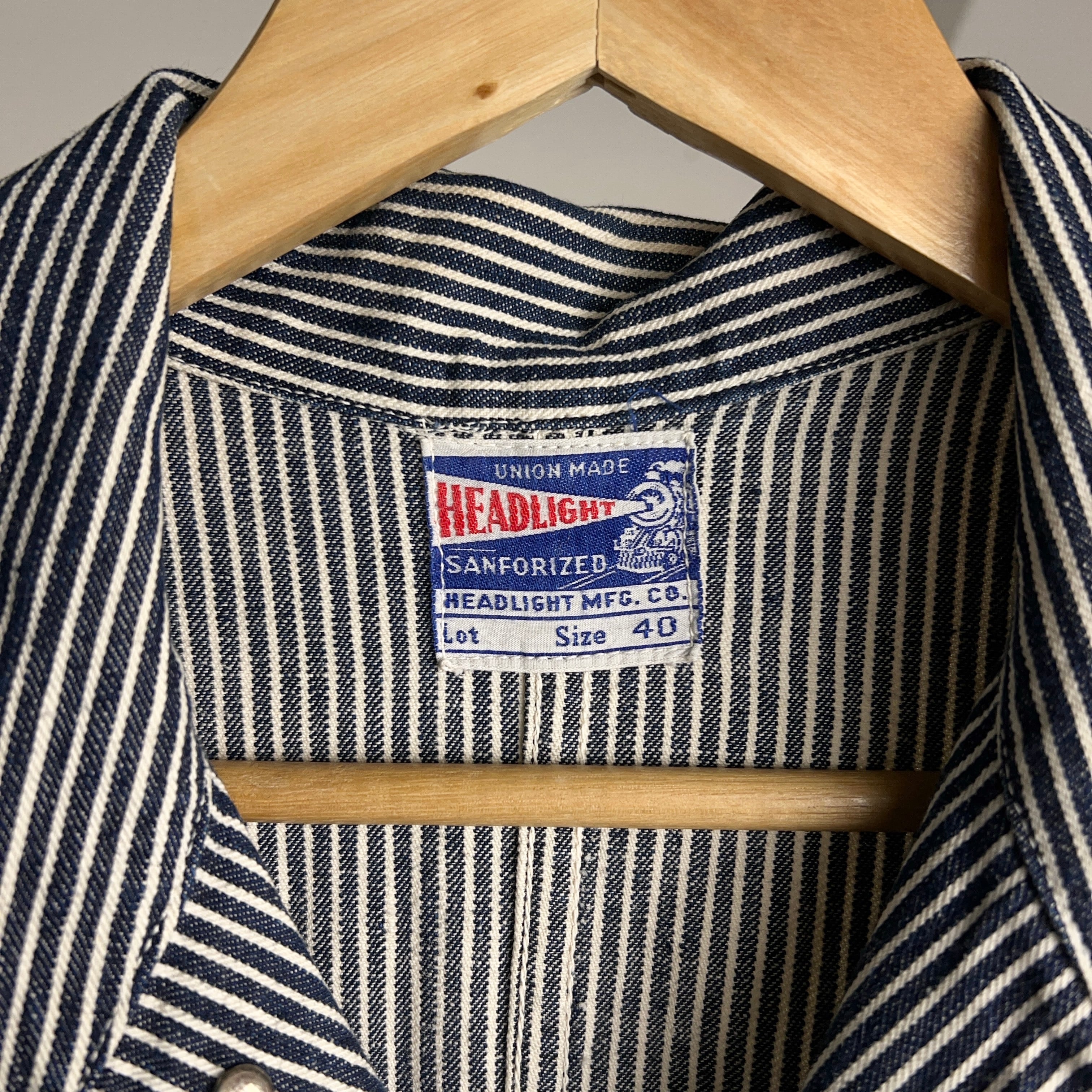 40s 50s ツナギストライプ カバーオールリメイク 1940's HEADLIGHT Hickory Stripe Coveralls 40年代 ヘッドライト