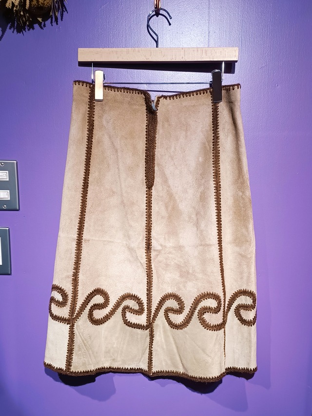 leather embroidery skirt