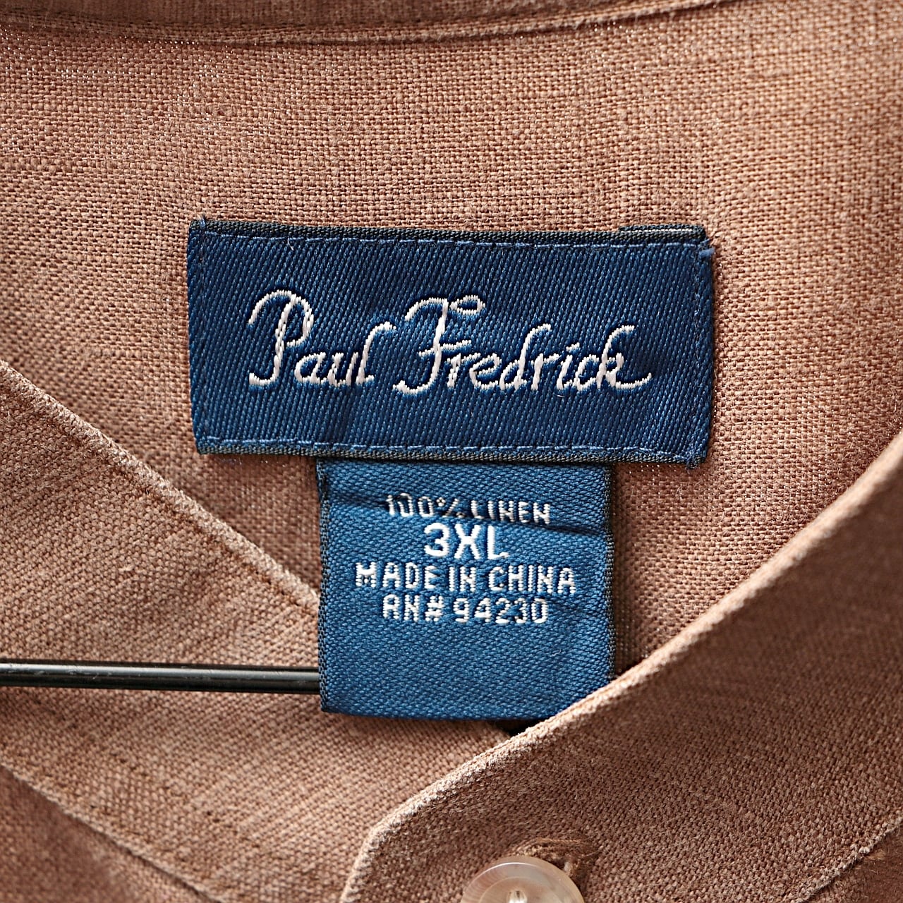 Paul Fredrick linen band collar L/L shirt used ”terracotta 