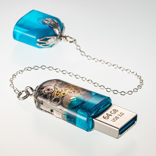 USBメモリ 機械式時計 ムーブメント 64GB USB3.0 Skyblue-A