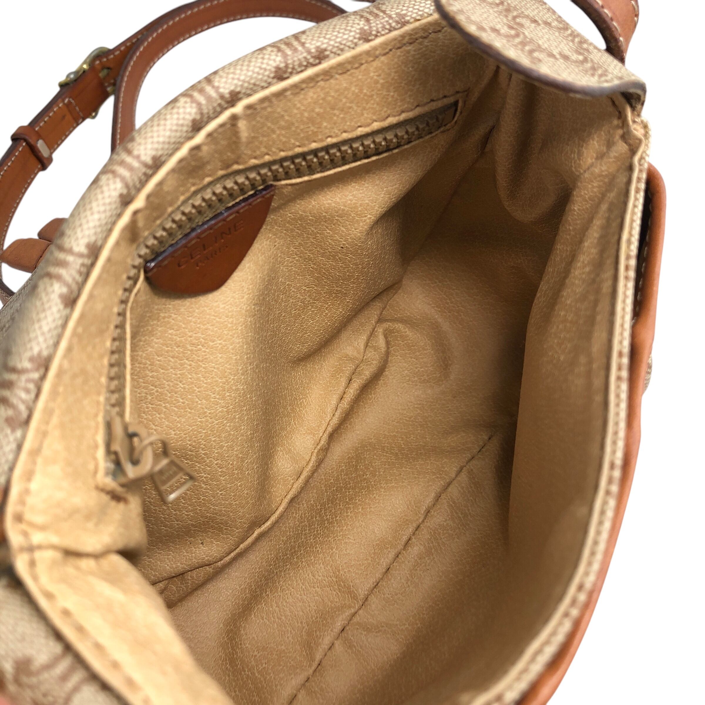 CELINE セリーヌ マカダム ショルダーバッグ ベージュ ブラゾン型押し