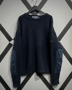 【X VINTAGE】90's “POLO SPORT” Elbow Patch Pullover Wool Knit