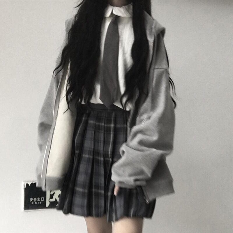 春と秋の薄手のセーター2020新しい女性のファッションインルーズトップ+スカートフード付きジャケット怠惰な風 萌量不足63480744784