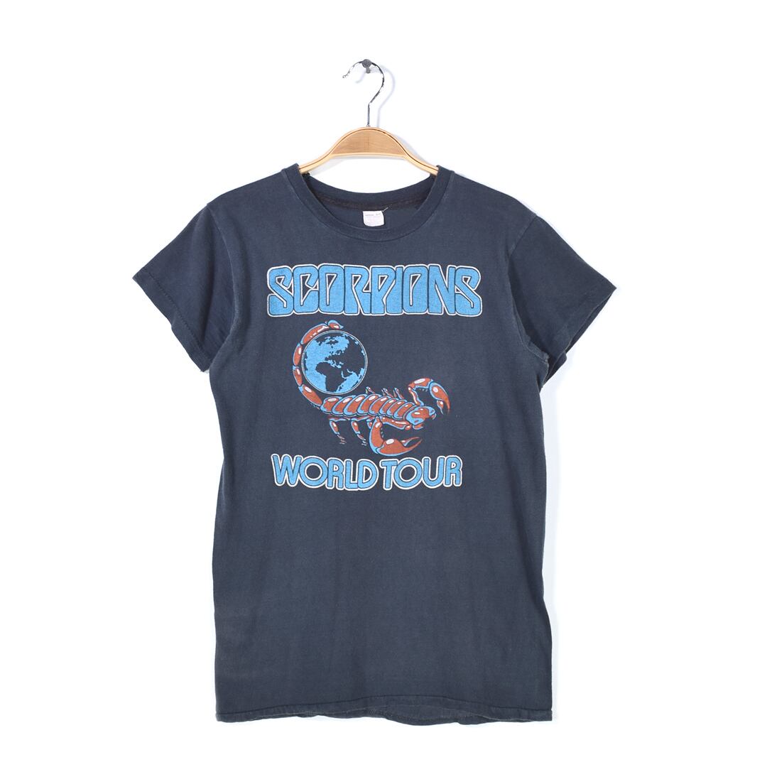 70s スコーピオンズ WORLD TOUR ヴィンテージTシャツ バンドシャツ SCORPIONS サイズS相当 古着 @AAB1394