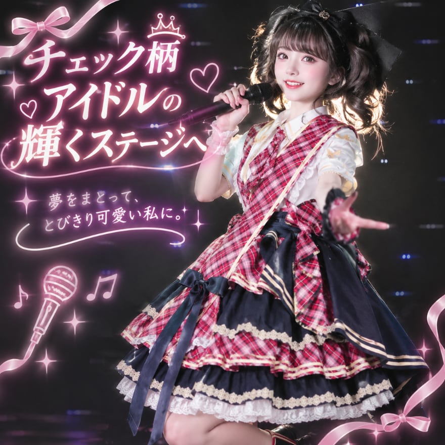【チェック柄 アイドル衣装】ライブ MV ステージ衣装