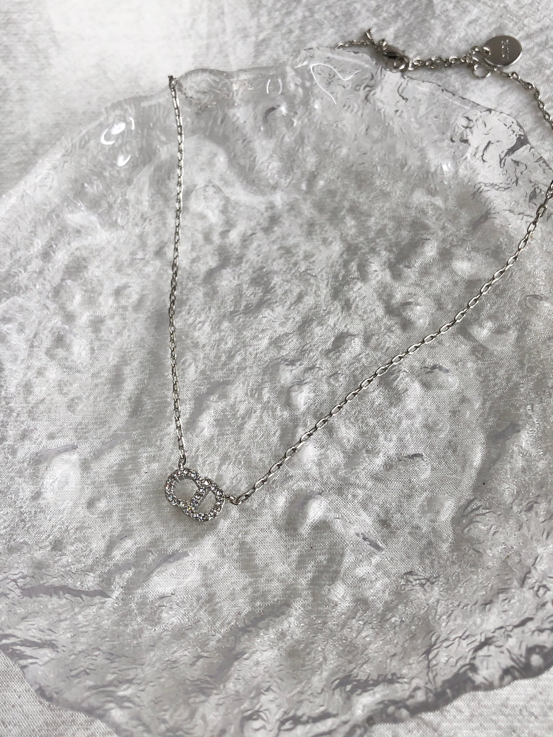 Christian Dior クリスチャン ディオール ネックレス シルバー ロゴ ストーン DIORPETIT CD vintage ヴィンテージ オールド 58eydu