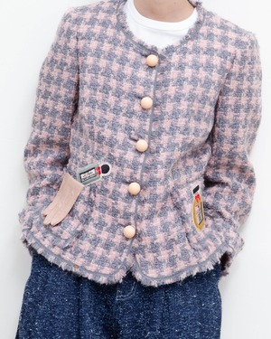 1990-00s MOSCHINO – collarless tweed jacket