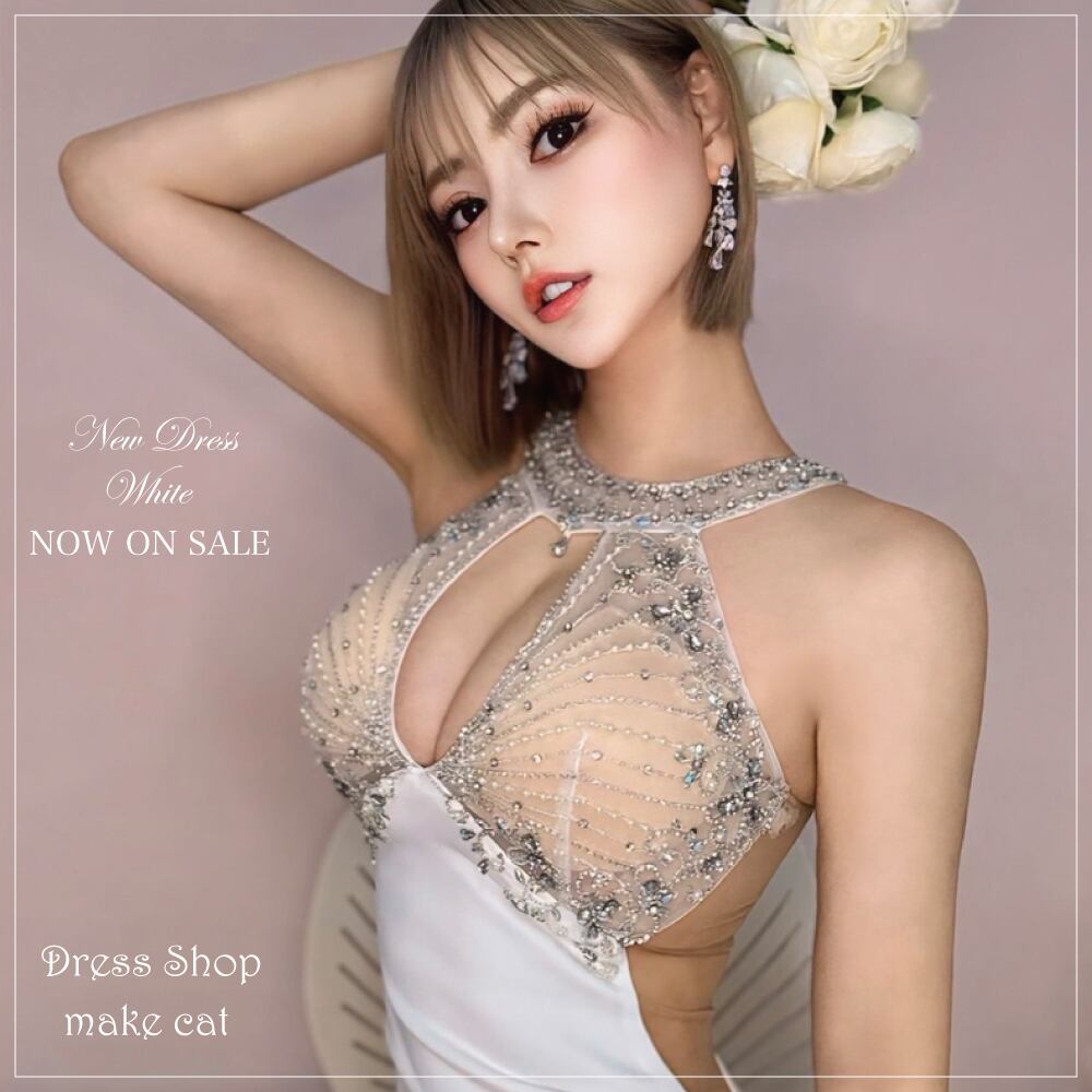 【AngelR】【即納】【当店特別価格】【税込】アッパーレースビジューホルターネックデザインタイトミニドレス 24322 |AR24322