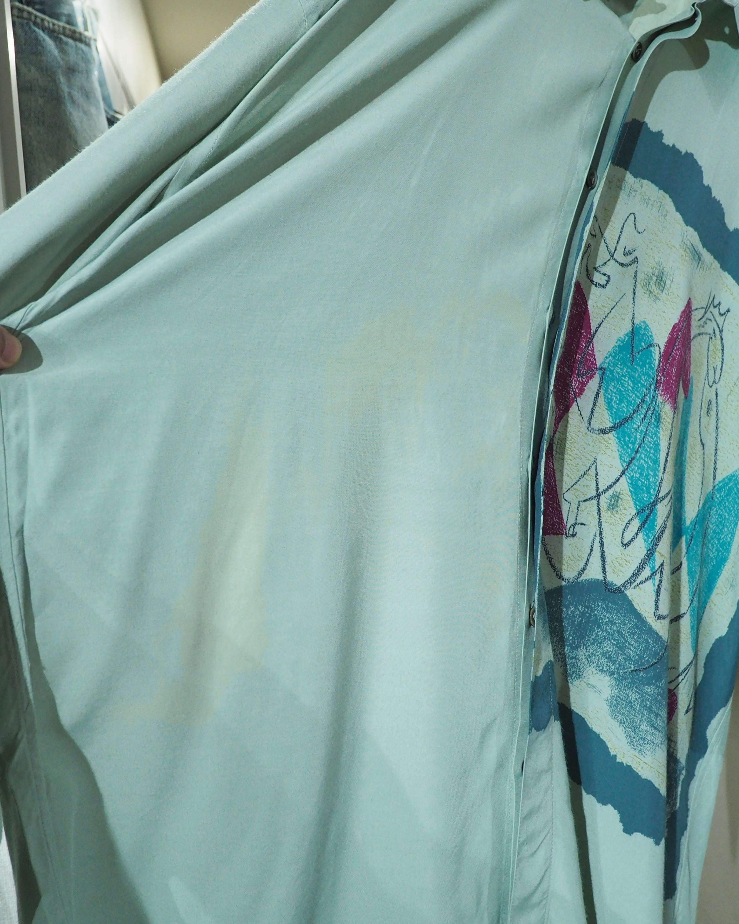 1980 - 90s " NICOLA VERATTI " Abstract Art painting vintage loose Rayon shirt