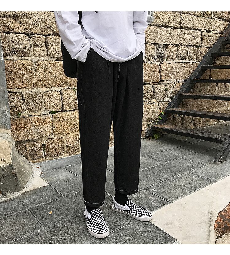 全2色 デニム パンツ ストレート カジュアル 無地 おしゃれ