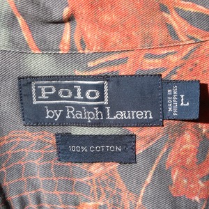 美品 L 総柄 ポロラルフローレン 半袖開襟シャツ 甲殻類 イセエビ カニ 伊勢海老 蟹 polo ralph lauren