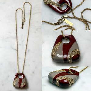 vintage BALENCIAGA 2tone pendant necklace