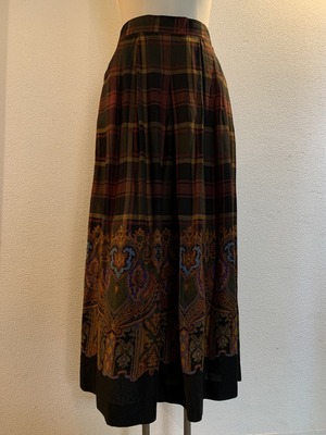 1980's Print Gather Long Skirt