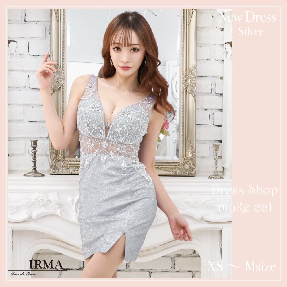 【IRMA JEAN MACLEAN】【即納】ラメニット/シアー/パール刺繡/OP【21177】【税込】