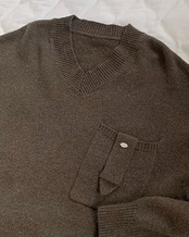 Design pocket v-neck Knit　N1035
