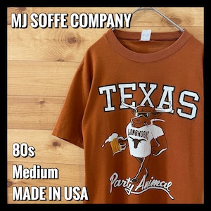 【MJ SOFFE COMPANY】80s USA製 プリント Tシャツ シングルステッチ イラスト ヴィンテージ Texas Mサイズ US古着 アメリカ古着