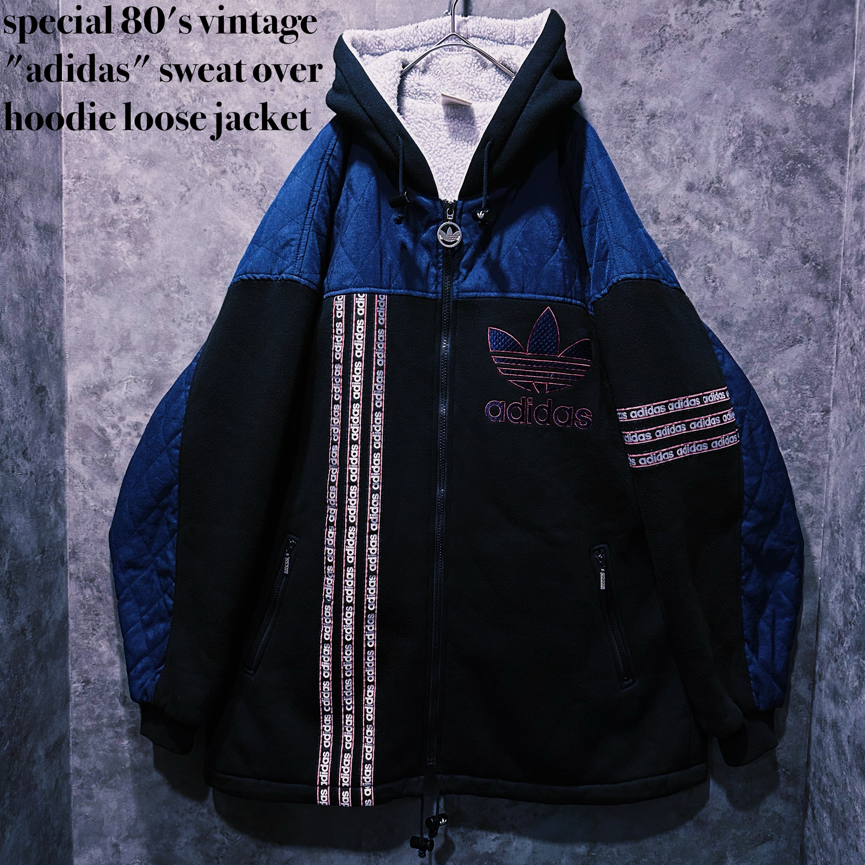 【doppio】special 80's vintage "adidas" sweat over hoodie loose jacket