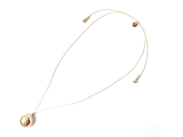 真鍮ネックレス - 2WAY Brass Beads Necklace/White(Gold/Silver)