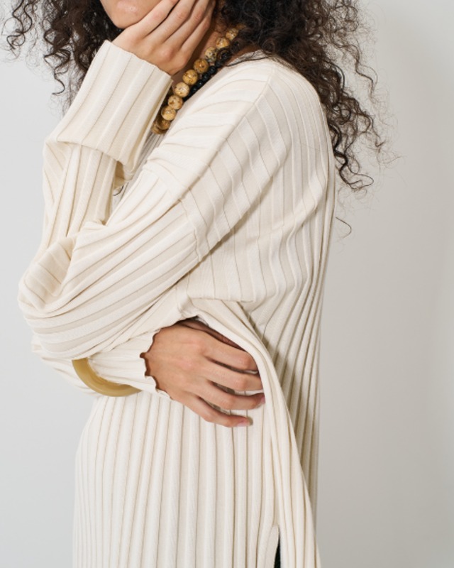 【YENN（イエン）】ワイドリブ ロンT /  RIB KNIT LONG TEE