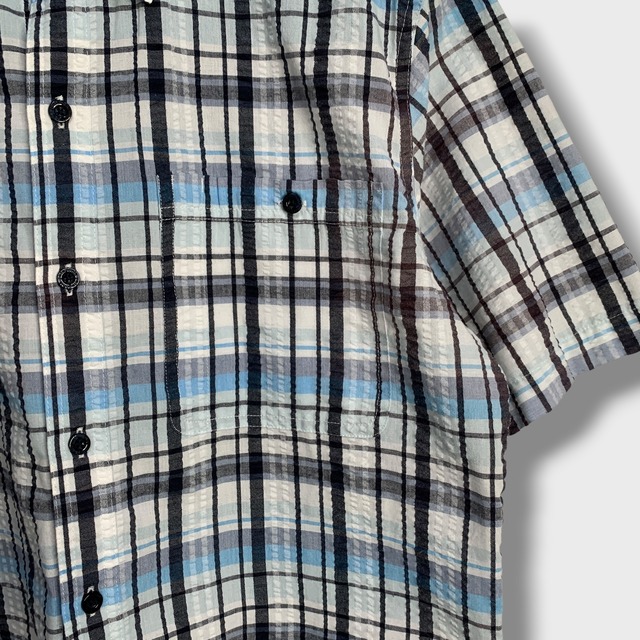 patagonia パッカーウェアシャツ チェック柄半袖シャツ ブルー系 M