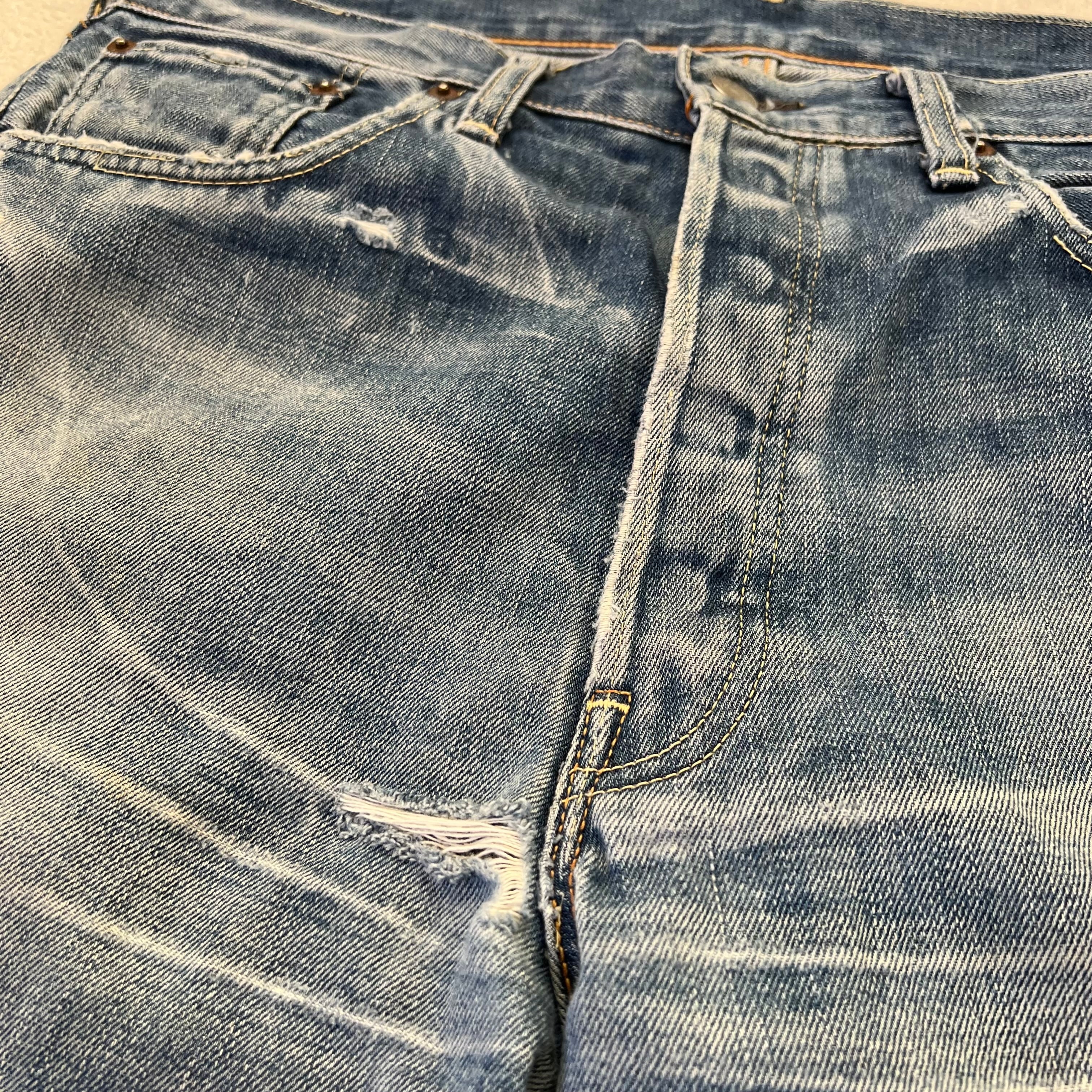 LEVI’S 501 66 モデル W36 デニム リーバイス bigE 復刻 ダメージ