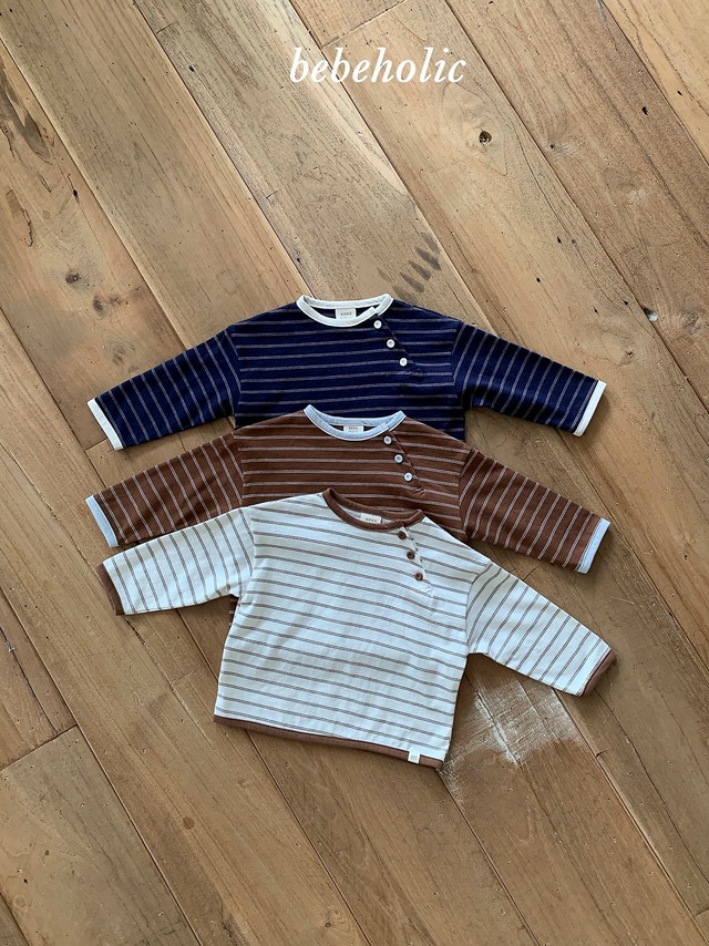 redone stripe tee【bebeholic】※9月中旬〜下旬発送予定