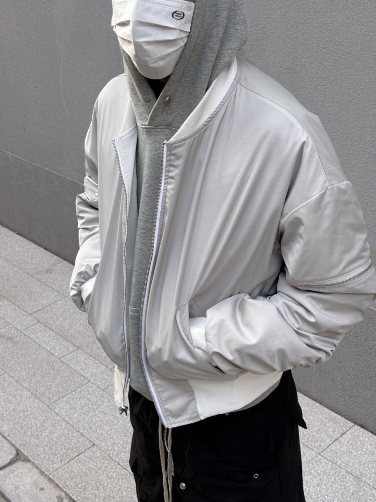 PUPIL TRAVEL リバーシブル ジップベルベットレザーテイストボンバージャケット