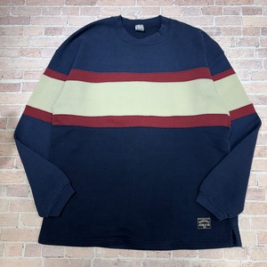 1990s RUSSELL SWEAT SHIRT NAVY/BURGUNDY/BEIGE USA