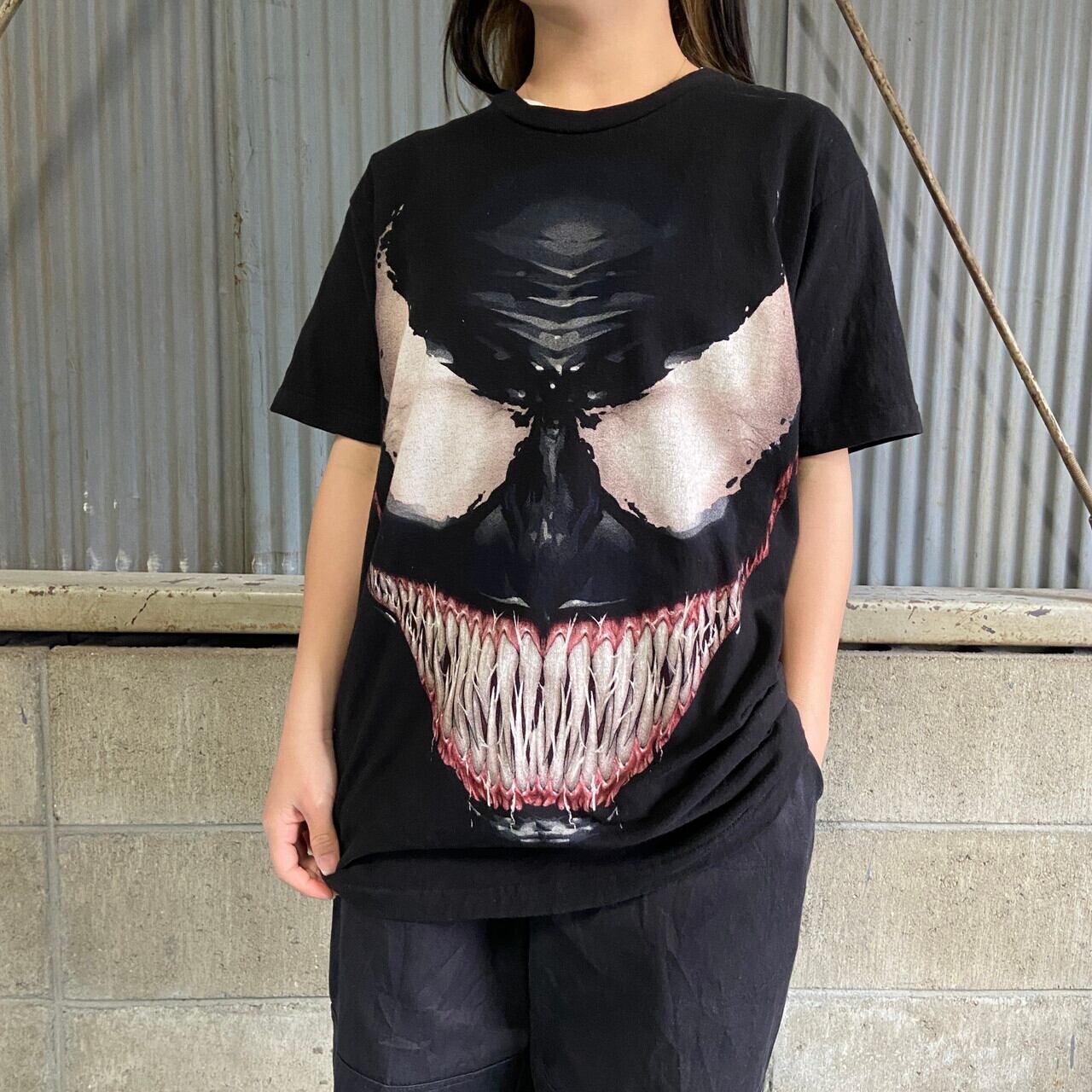ヴェノム オーバーサイズTシャツ 黒 マーベル marvel VENOM ヴェノム ムービーオーバープリント Tシャツ メンズL相当