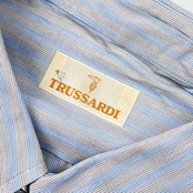 TRUSSARDI トラサルディ ストライプ 長袖シャツ /ブルー×グレー メンズ