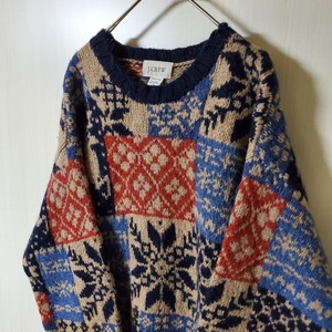 【USED】Ｊ.CREWノルディック　セーター　毛100％