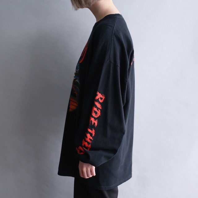 front and sleeve and back good printed l/s tee