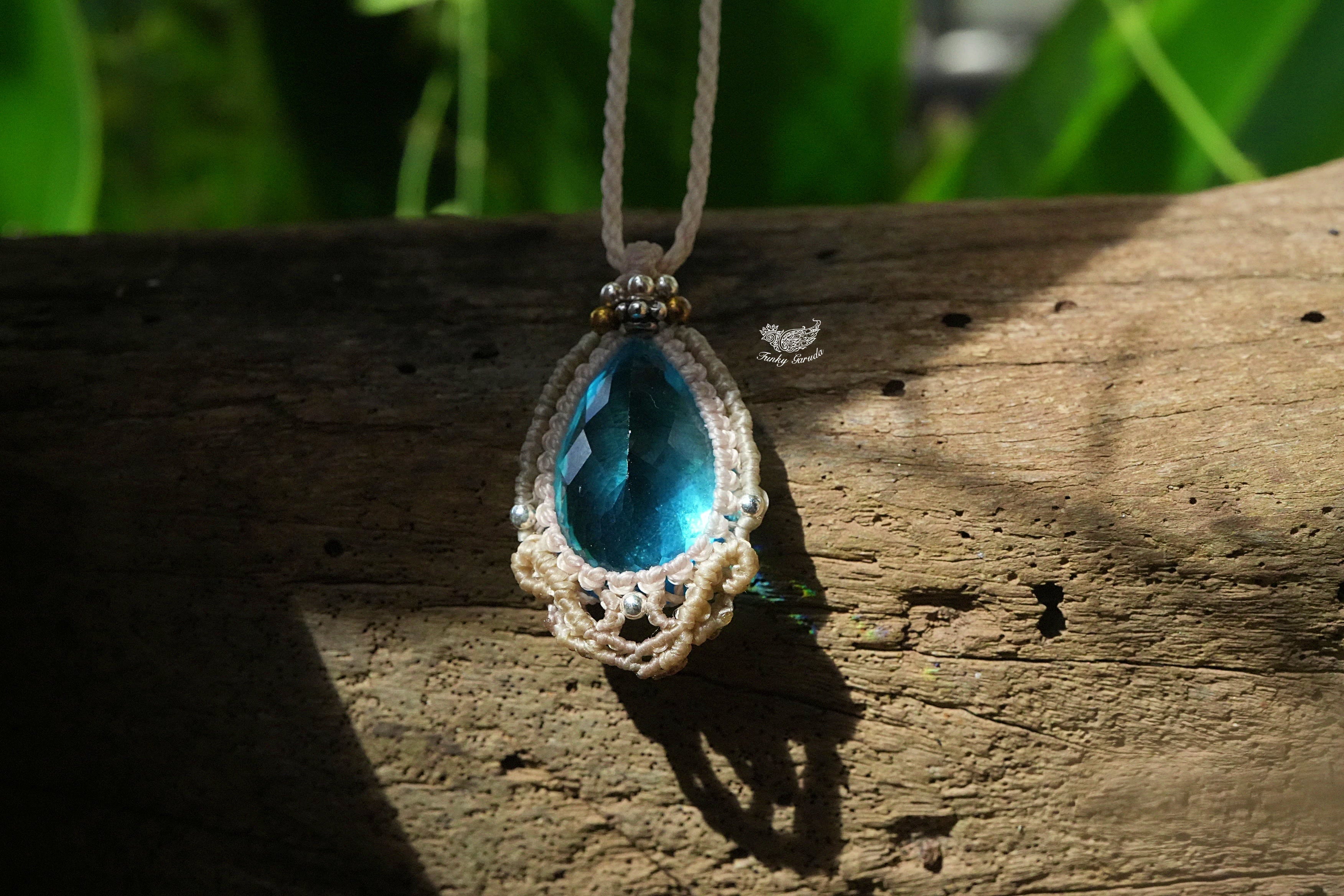 ☆ブルートパーズ マクラメネックレス1311 | Funky garuda(ファンキー