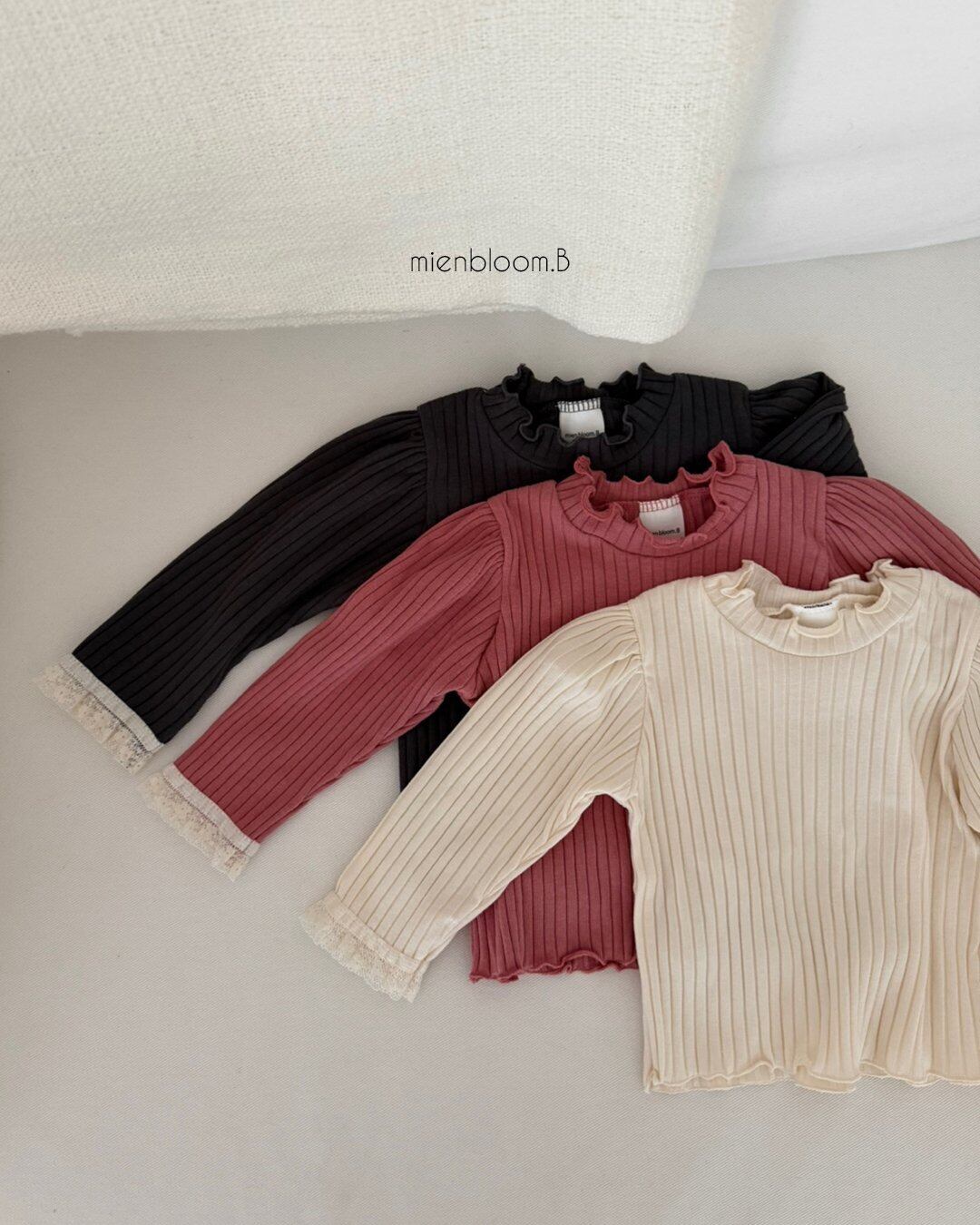 送料無料【予約】/ kidsレースリブTシャツ / mienbloom