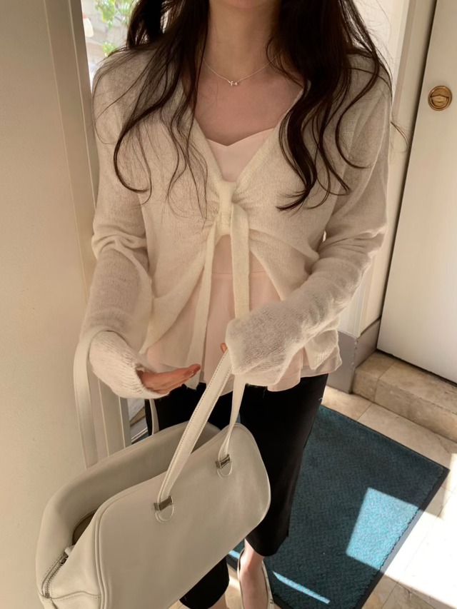 (予約) pretty young thing / Ribbon knot knit top 3color